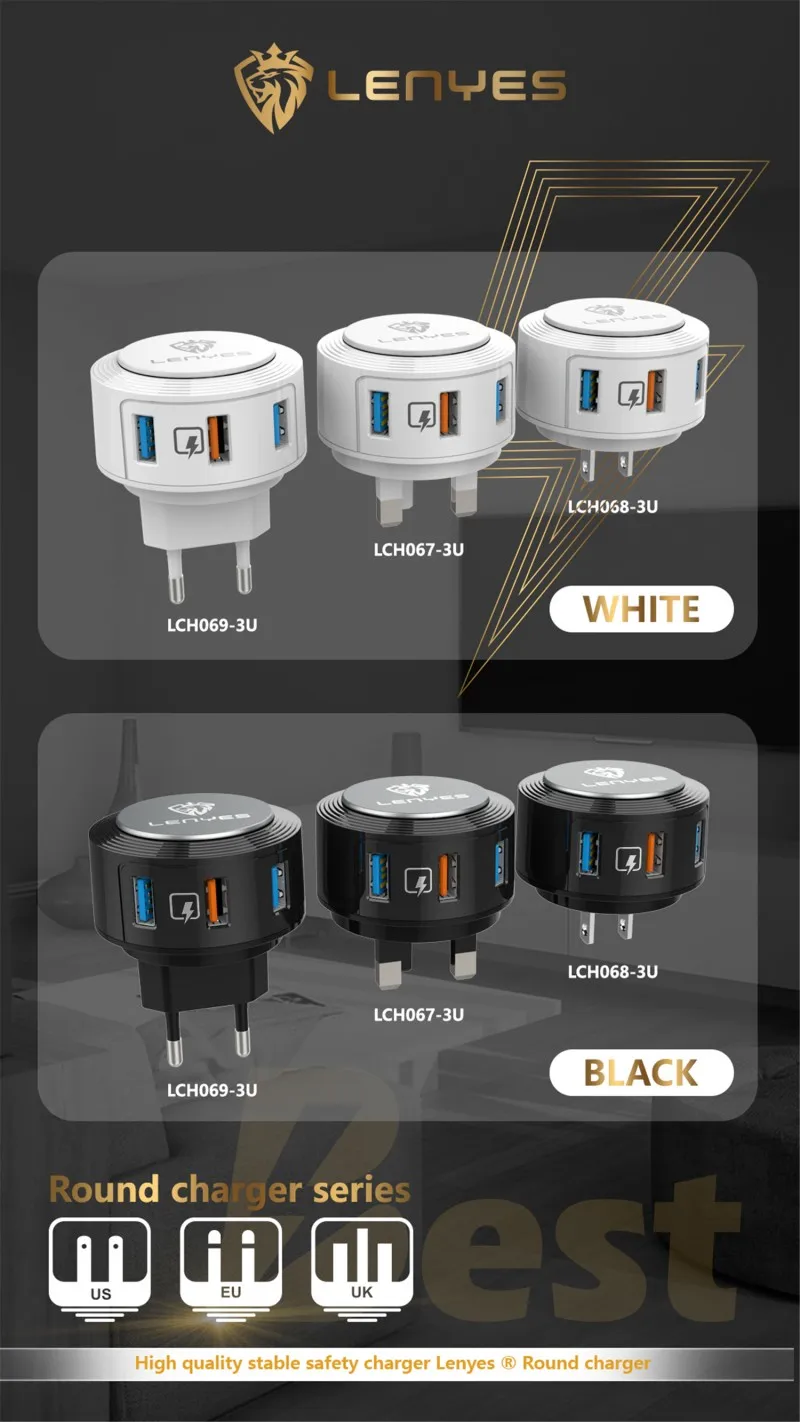 Lenyes абсолютно новое зарядное устройство 3 USB ЕС Великобритания США скорость зарядки адаптер для iPhone 7 8 Plus X XR XS Max samsung S10 28 W зарядное
