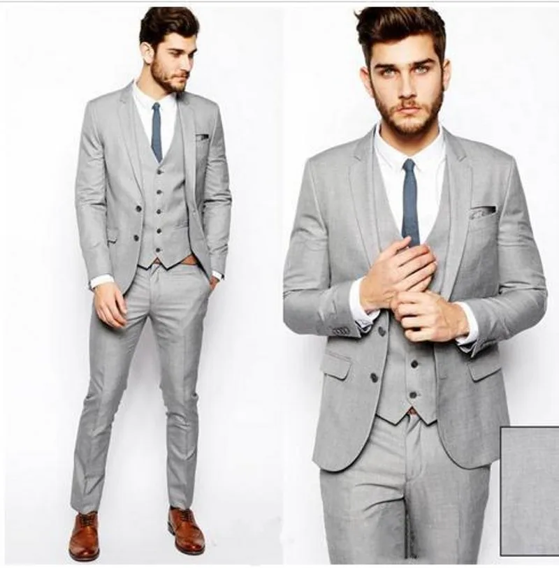 Handsome Blue Wedding Suits for Men (Jacket+Pants+vest+tie) 3 Pieces Groom Tuxedos Groomsman Suits Business Formal Men Suit