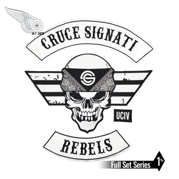 

CRUCE SIGNATI COLORS Motorcycle skull Patch embroidery iron on punk patches for jacket stickers
