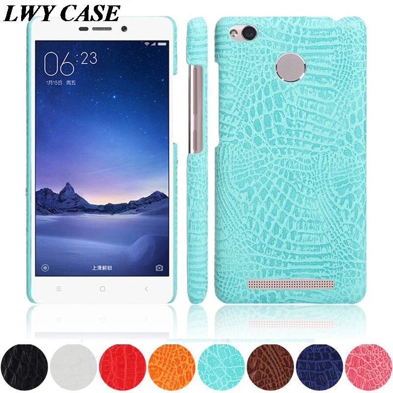 

For Xiaomi Redmi 3S Luxury Crocodile PU Leather Skin Hard PC Back Cover protective Phone Case For Xiaomi Redmi 3 Pro 3 S