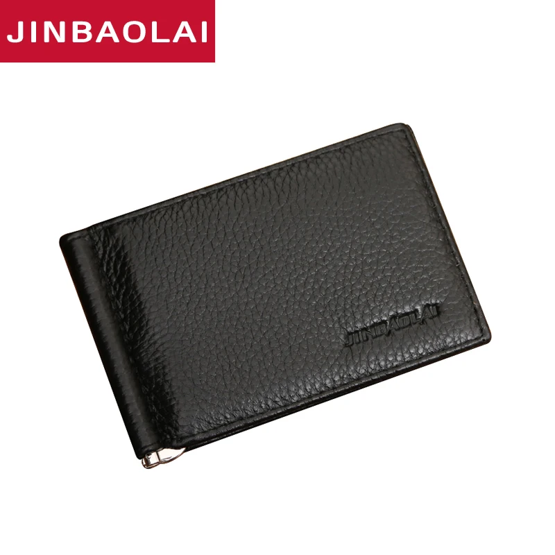 

Genuine Leather Brand Money Clip Wallet Men Slip Metal Short Wallets Men Slim Clutch Men Wallet Small Purse For Female Promotion