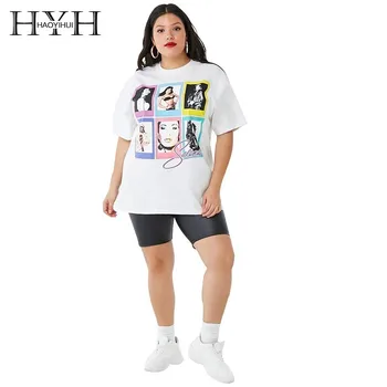 

HYH Haoyihui 2019 New Solid White Simplicity European American Style Commuter Plus Size Hot Sale Ladies Casual Fit T Shirt