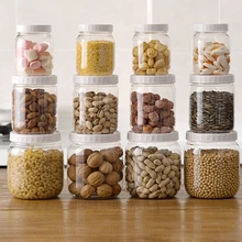 Прозрачные пластиковые герметичные банки 3 шт. пищевые емкости кухонные ящики для хранения зерна контейнер с губами