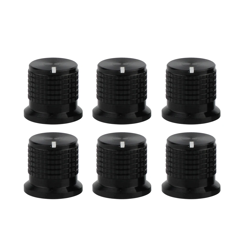 New 6pcs Black 100 Full Aluminum Potentiometer Volume Knobs Audio