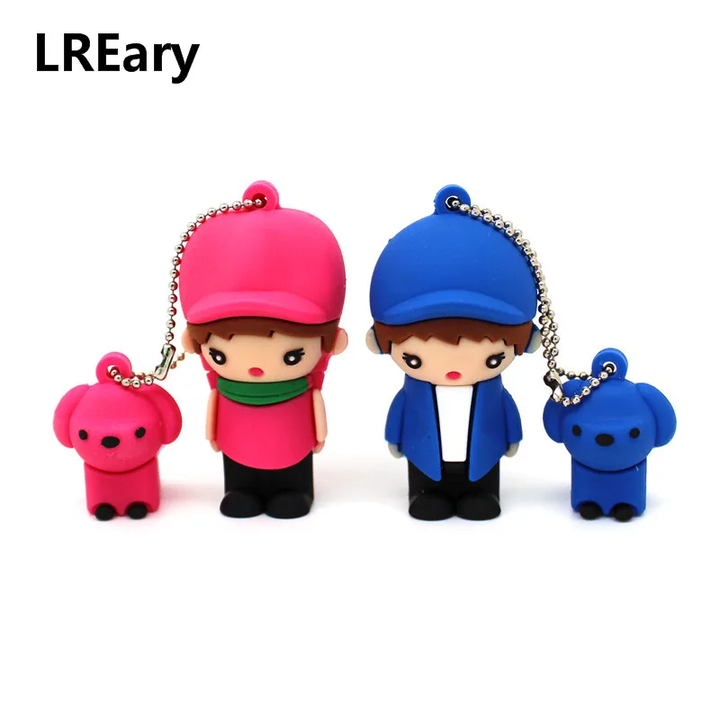 

2019 New design Pendrive cartoon girl/boy with dog USB Flash drive 4GB 8GB 16GB 32GB 64GB U disk memory stick creative pen drive
