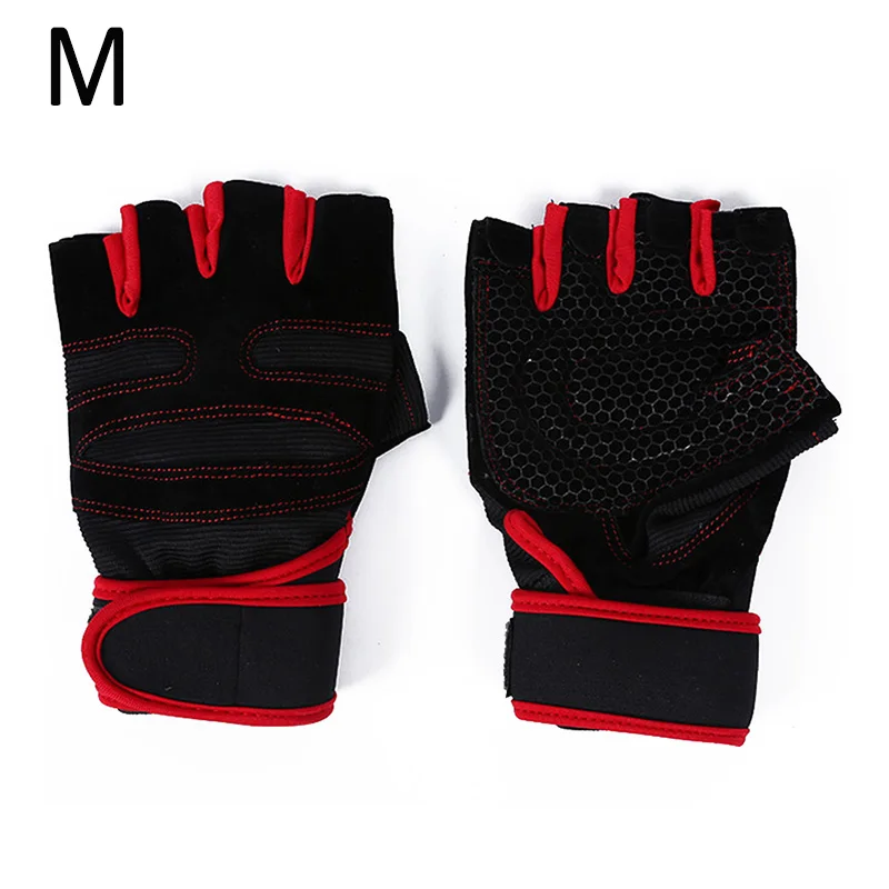 Новинка, 1 пара перчаток для тяжелой атлетики, противоскользящие перчатки для тренажерного зала, фитнеса, тренировки, спортивные перчатки - Цвет: Red