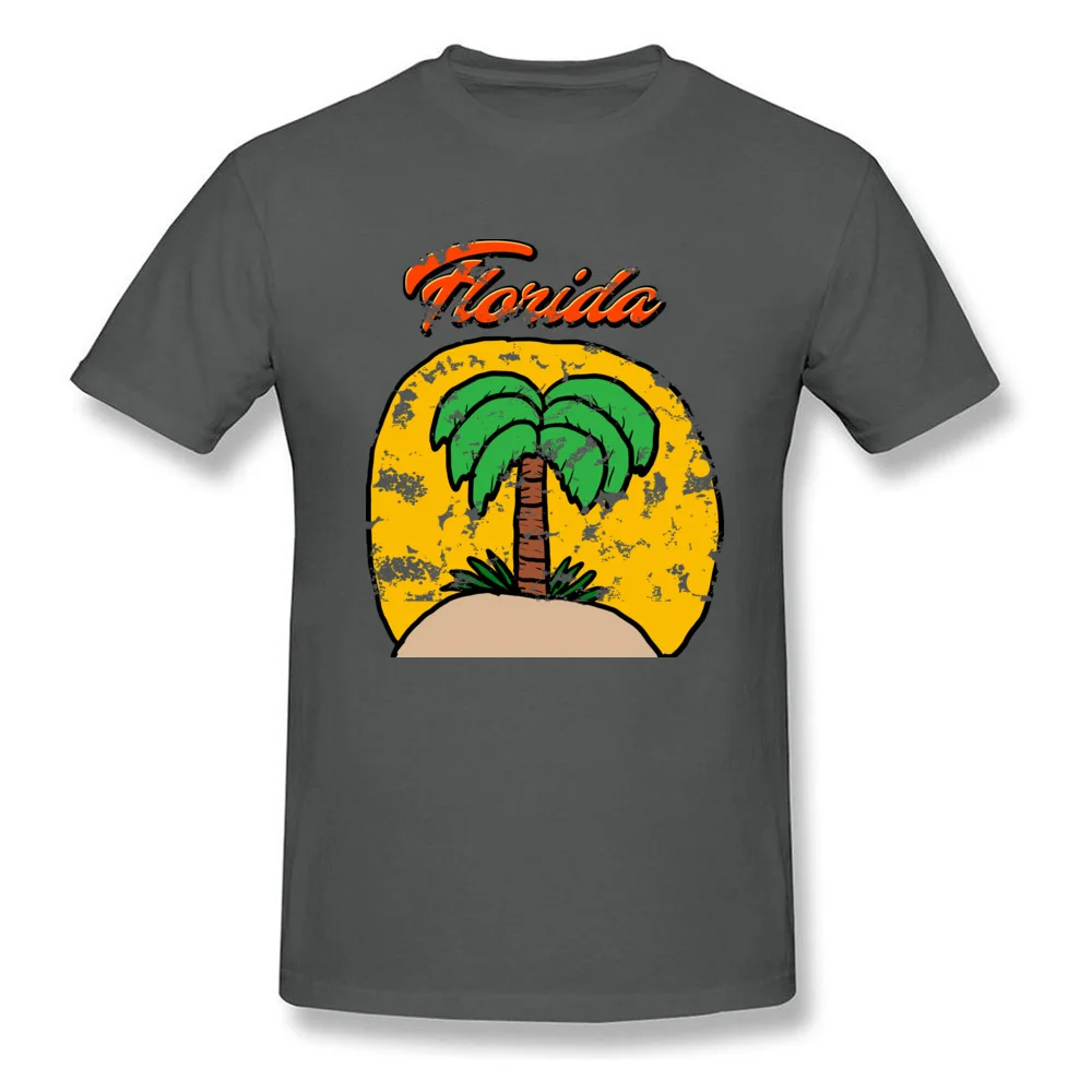Vintage Florida Design Pure Cotton Student Short Sleeve Tops Shirts Group Lovers Day Tshirts Special Round Neck Tops & Tees Vintage Florida Design carbon