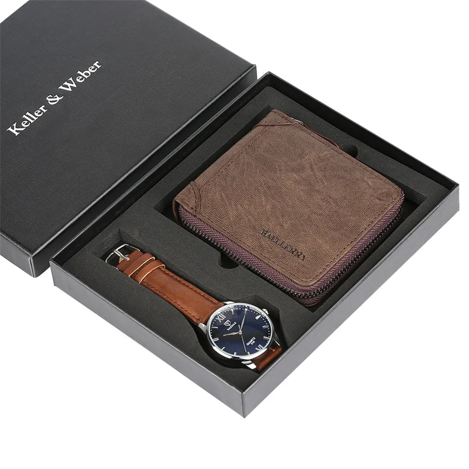mens watch and wallet gift set