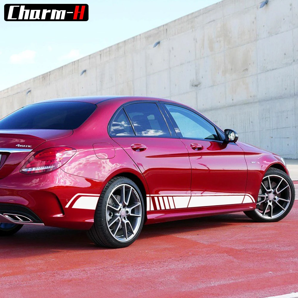 Автомобильный Стайлинг c63 AMG Edition наклейка в полоску с боковой юбкой для Mercedes Benz W205