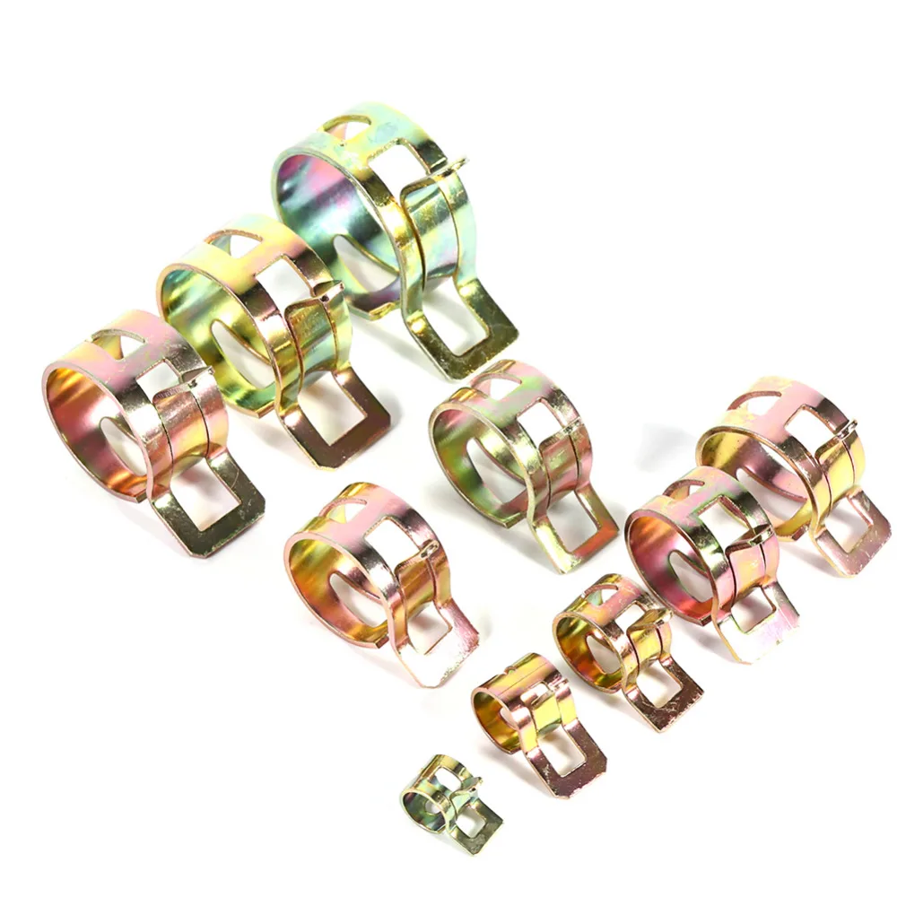 

100Pcs/Set 10 Sizes Autos Spring Clip Fastener Fuel Oil Water Hose Pipe Tube Clamp High-Quality 65mn Spring Steel Spring Clip