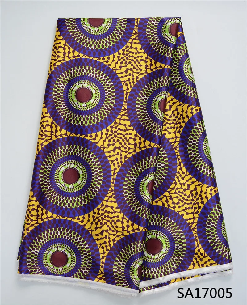 Модный Печатный воск Дизайн Цифровая Атласная Ткань Голландский батик в африканском стиле дизайн настоящая восковая атласная ткань для платья 5 ярдов/партия SA17006