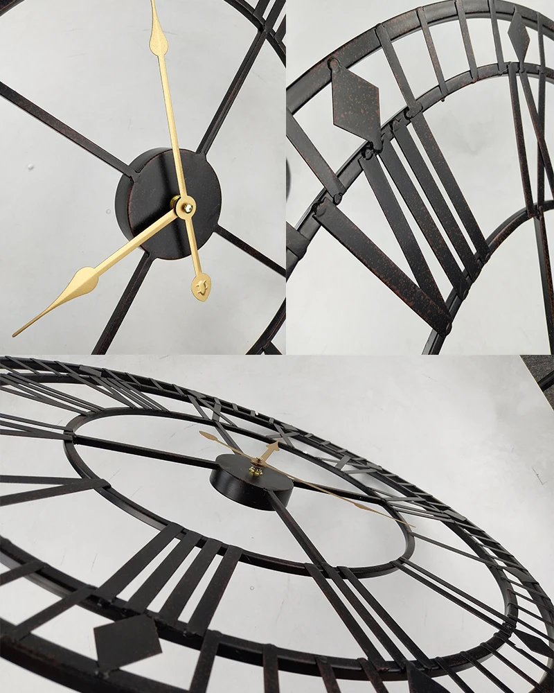 Vintage Wall Clock 60cm Large Clokc Watch Wrought Metal Industrial Iron Clock Watch Saat Classic