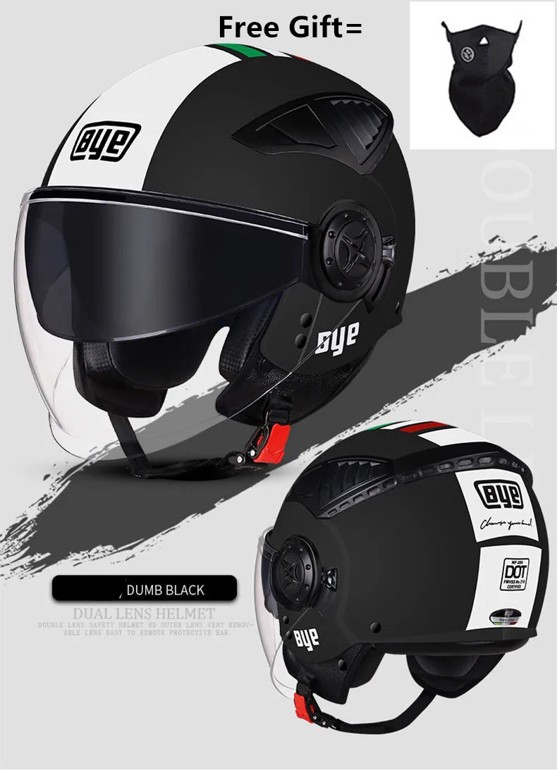 

ECE Motorcycle Helmet Half Face ABS Motorbike Helmet Electric Safety Double Lens Helmet Moto Casque Casco Moto for Women/Men
