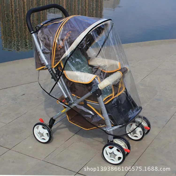 Baby Stroller Rain Cover Plastic Universal Wind Dust Shield With