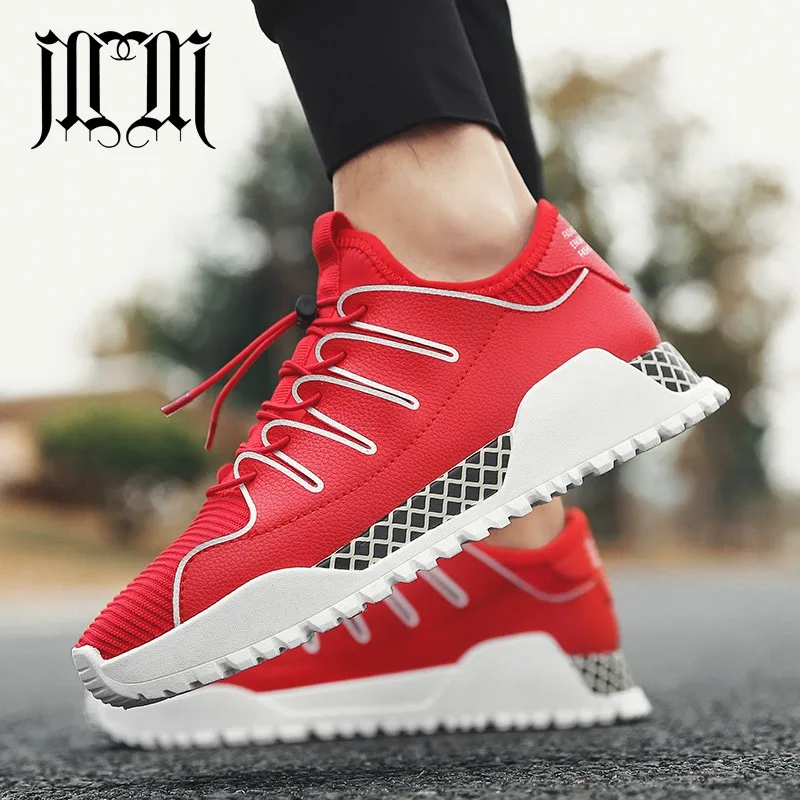 

MumuEli 2019 New Black Red White High Quality Men Shoes Breathable Casual Fashion Luxury Designer Flat Sneakers Adult Male 1664