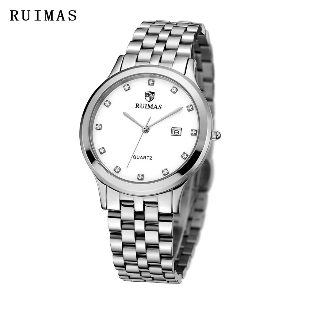 

RUIMAS Top Luxury Brand Famous Quartz Men Watch Stainless Band Waterproof Business Montre Homme Cool Mens Watch Sapphire Clock