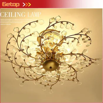 

European Retro Iron Round Crystal Ceiling Light Living Room Plum Blossom Shape LED Ceiling Lamp for Bedroom Restaurant 3 colors