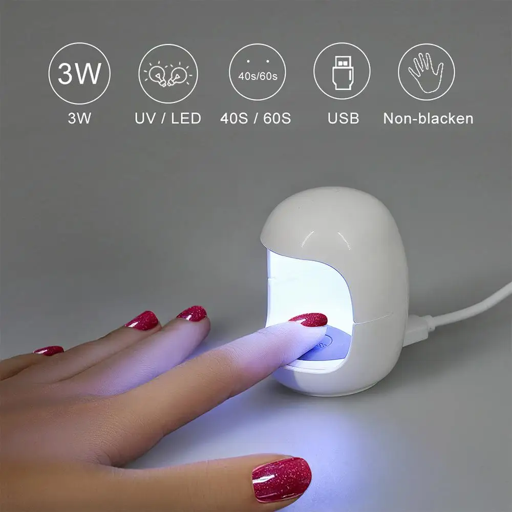 

Mini USB Nail Light Therapy Machine Portable 40S/60S Fast UV/LED Nail Lamp Therapy for All Gels