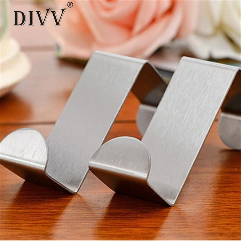 DIVV السنانير 2 قطعة باب هوك الفولاذ المطبخ مجلس الوزراء شماعات ملابس المنظم U7103 السنانير لتعليق