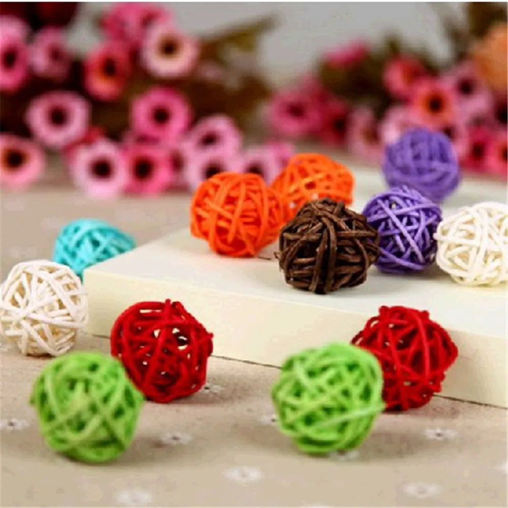 

10pcs/lot 3cm Mix color birthday party decor Wedding decoration Rattan Ball,Christmas Decor Home Ornament party supplies