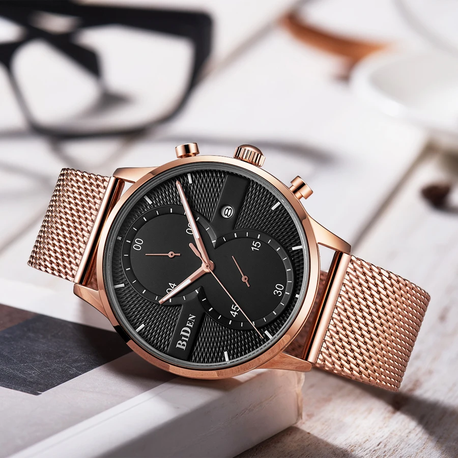 BIDEN Men Watches 2018 Luxury Brand Mens Watches Quartz Multi-function Business Man Watch Waterproof Fashion Watch Men