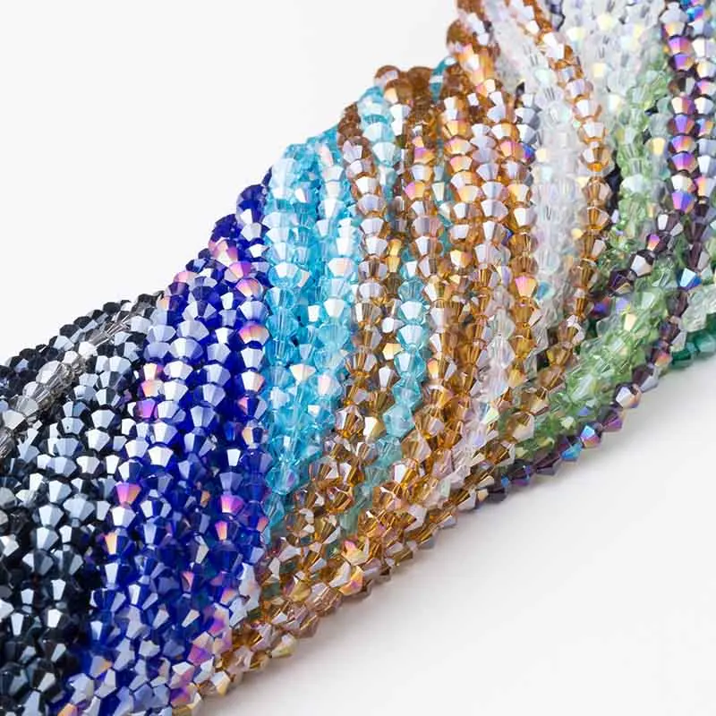 

Taidian 100pcs 4mm Micro-inlay Faceted Bicone Crystal Beads for woman Fashion Jewelry Making