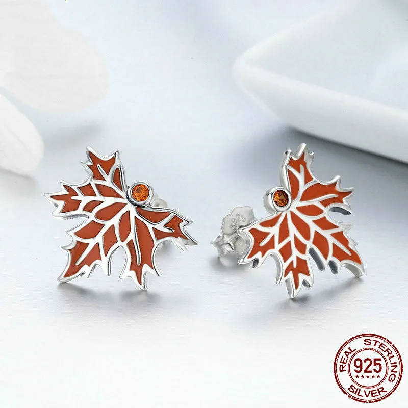 

Spring 2019 New Korean Edition Maple Leaf Ear Nails Fashionable Simple Silver S925 Korean Ear Rings Jewelry
