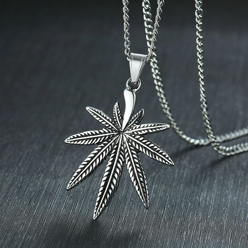 

Vantge Hemp Leaf Neckalce Pendant For Men Women Antique Silver Tone Weed Boho Free 24chains Jewelry