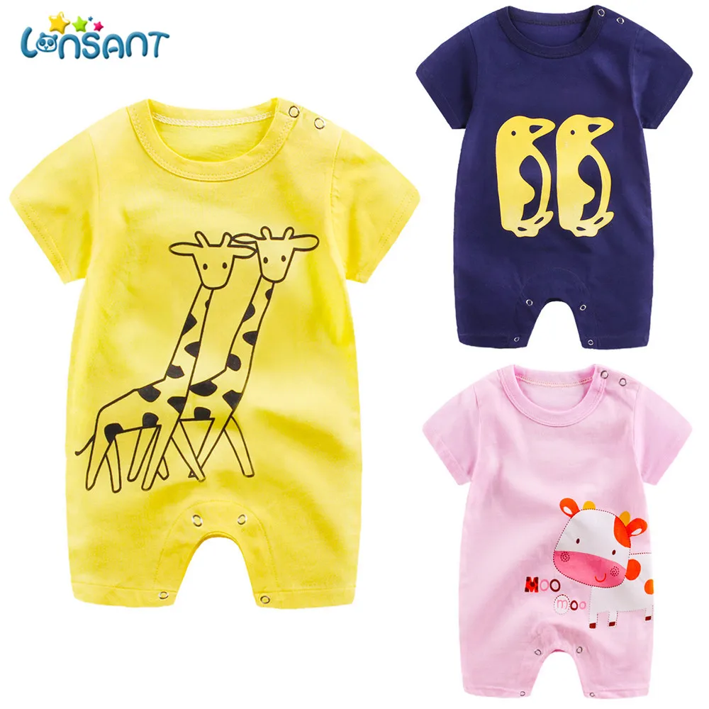 

LONSANT 2018 high quality baby romper Newborn Baby Boy Girl Summer clothes Cute Cartoon Printed Romper Jumpsuit Climbing Clothes
