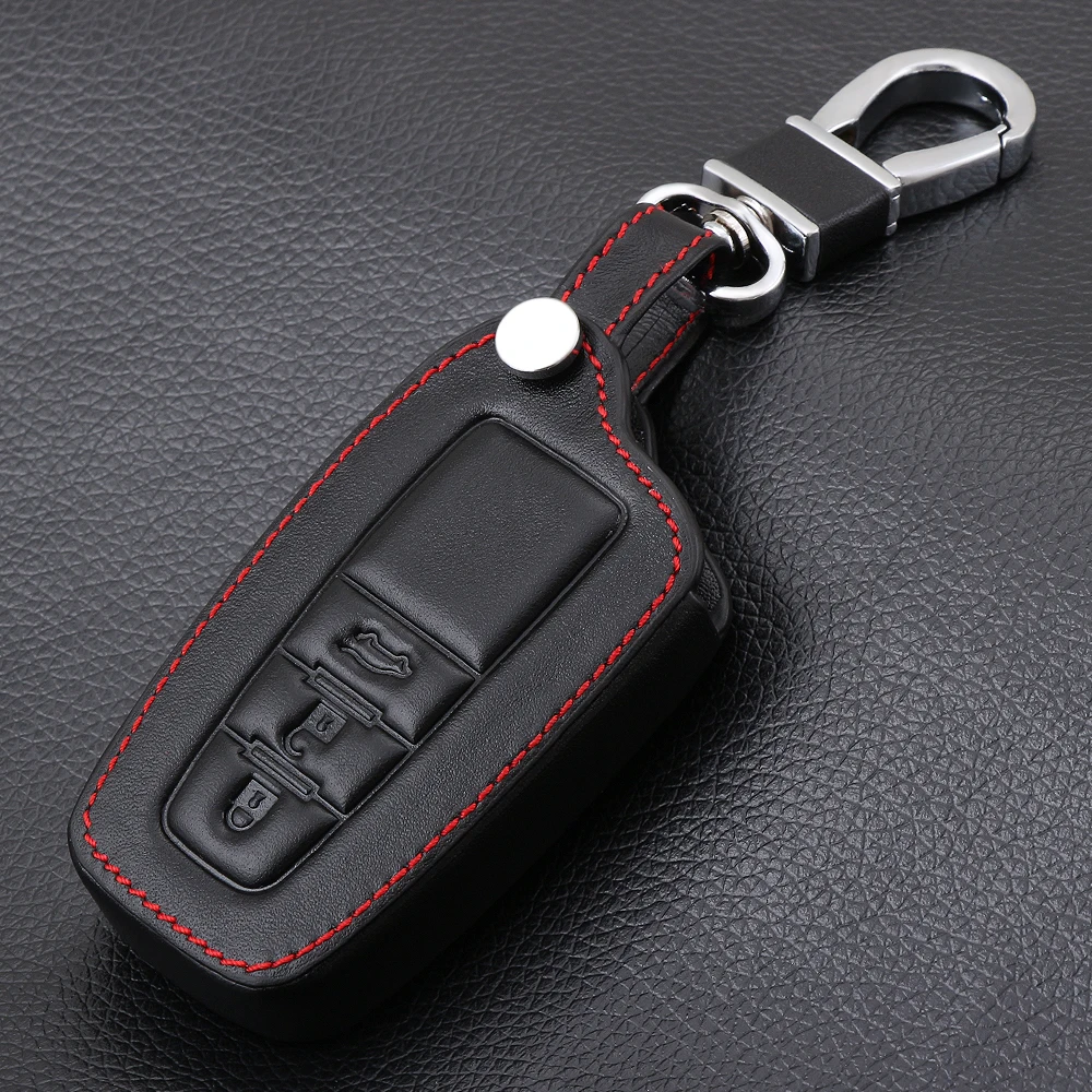 

Leather Key Case For Toyota Camry CHR Corolla RAV4 Avalon Land Cruiser Prado Prius Remote Fob Cover 3 Button 2017 2018 2019