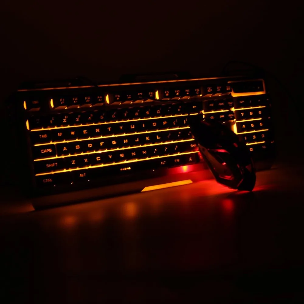 

GAMEDIAS Keyboard + Mouse Gaming Mouse V1 Fashion & Cool Game Luminous Wired USB Mouse Keyboard Suit with Rainbow Backlight