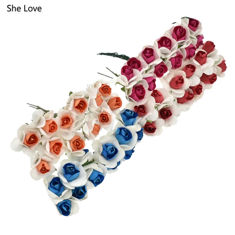 She Love Paper Artificial Rose Flower Blossoms Floral Heads Bulk Home Decor