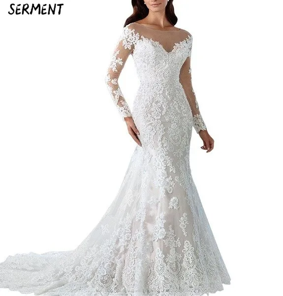 

Wedding 2019 New Sexy Fishtail Wedding Dress Shoulder V-neck Water Soluble Lace Wedding Dress Tail Wedding Dress