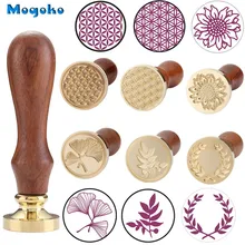 Mogoko Wax Seal Stamp Retro Wood Classic Sealing Wax Stamps Envelope Decor Antique Stamp Flower of Life/Sunflower/Olive Wreath 1x wax seal stamp retro wood classic sealing wax seal stamp decorative rose tree of life wedding invitation antique stamp