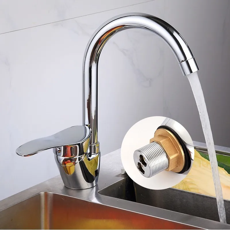 Olinia Kitchen Sink Faucet 360 Degree Rotation Zinc Alloy Modern Mixer Taps With Single Handler Classic For Healthy Life OL8095