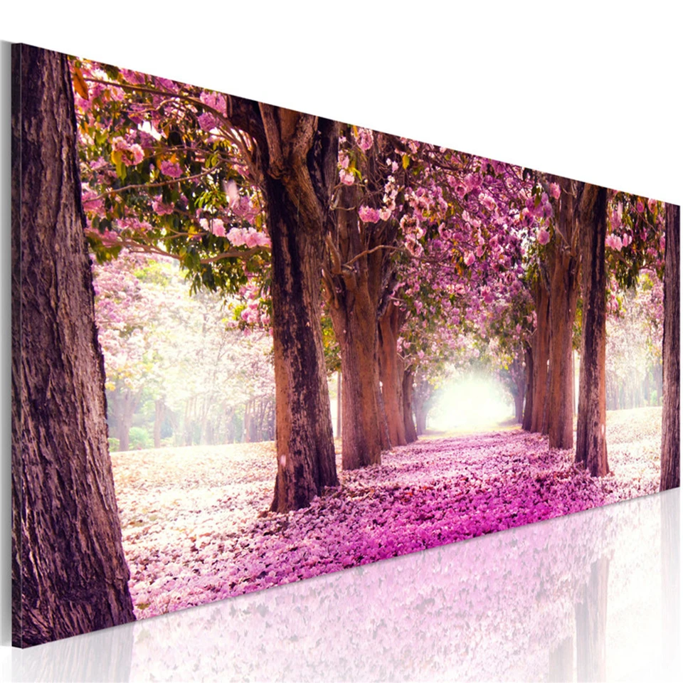 Landscape-Canvas-Painting-Colorful-Falling-Flower-Posters-Prints-Cherry-Blossoms-Wall-Art-Pictures-for-Living-Room (2)