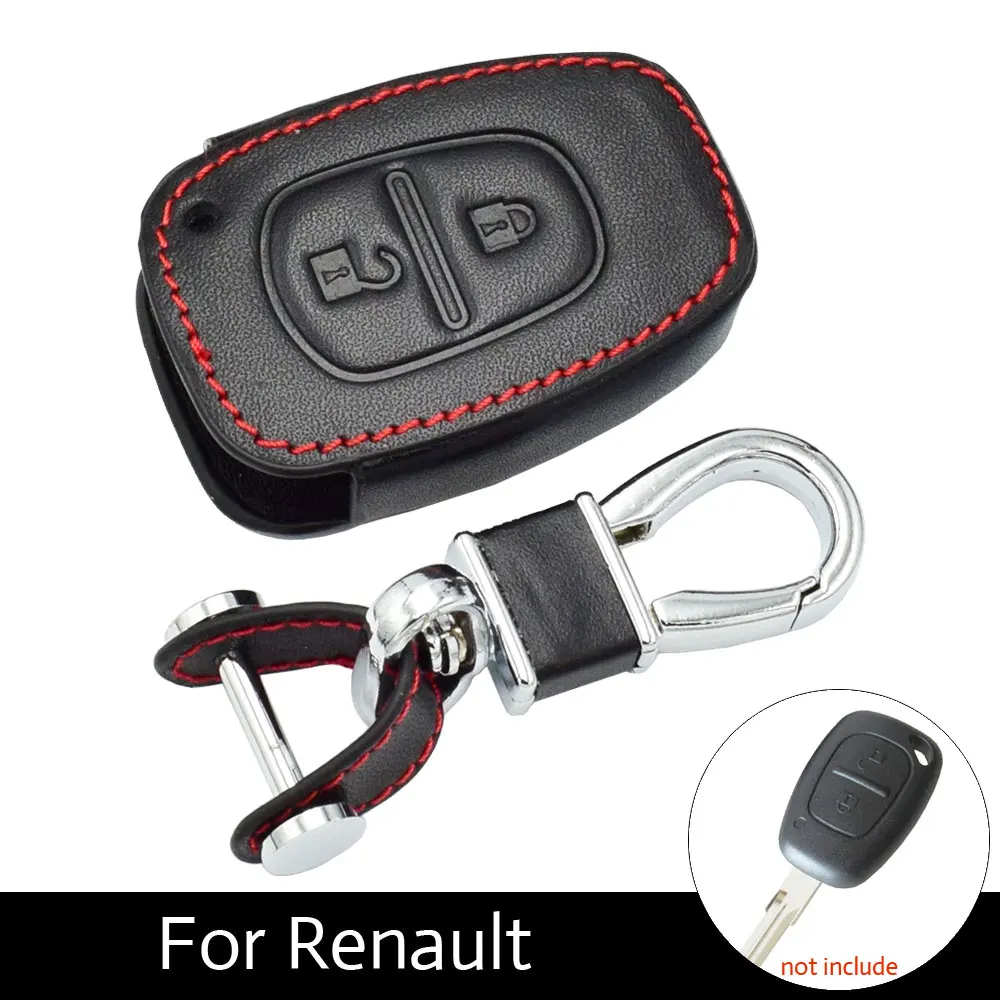 

ATOBABI Leather Car Key Cover Case For Opel Vivaro Movano Renault Kangoo Nissan 2 Buttons Key Keychain with Key Ring Car Styling