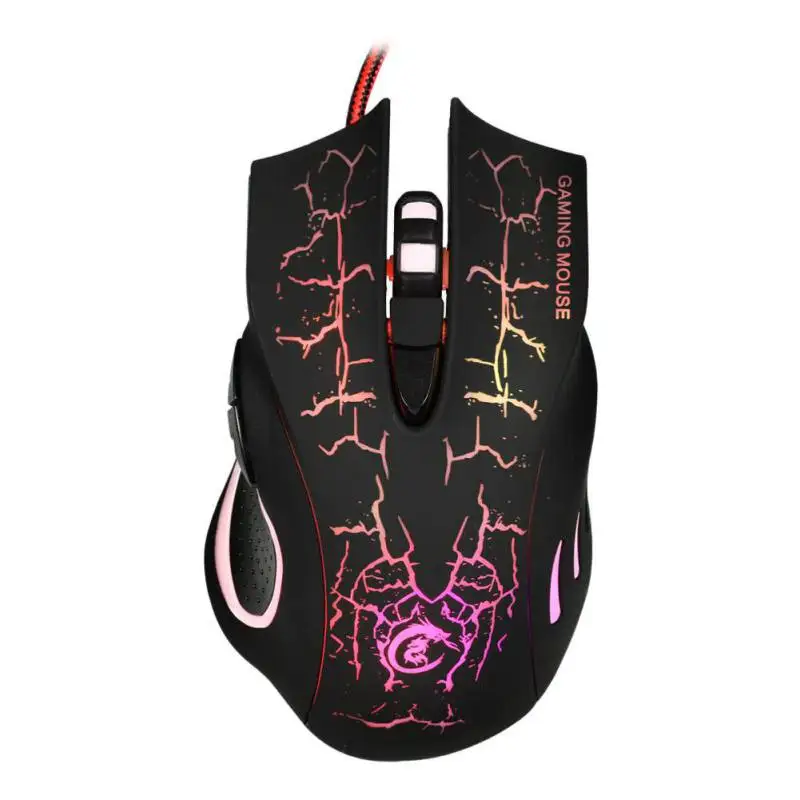  A888B Wired Gaming Mouse 6-keys 5500dpi Color Glowing Gaming Mouse Designed for Game for PuBG LOL D