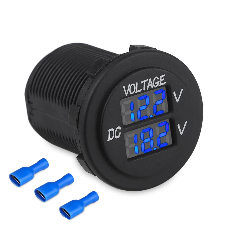DC 12V 24V Round Dual Waterproof Boat voltage meter Marine LED Panel