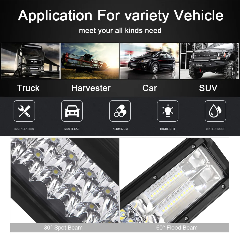 2" 26" 2" 32 дюйма 3 ряда 12 В 24 В светодиодный бар для лодочного грузовика 4WD ATV UTV SUV 4x4 внедорожный рабочий светильник комбинированный луч Янтарный светильник для вождения s