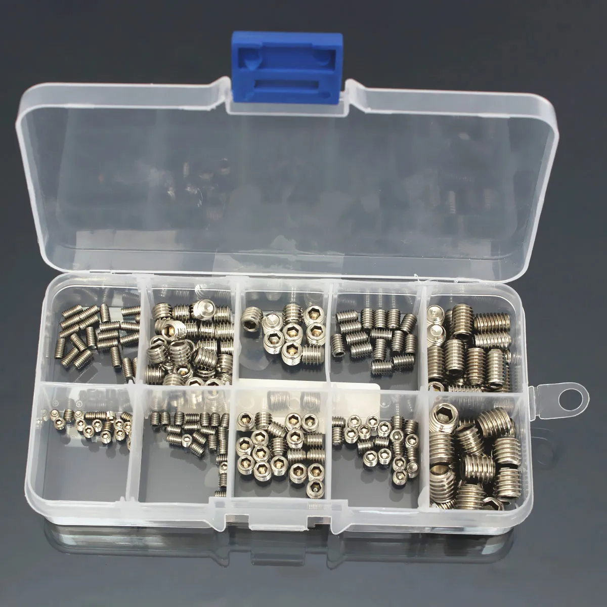 

MTgather 200Pcs/Set Flat Assortment Set Stainless Steel Head Hex Socket Fastening Screw Hand Tool Kits Woodworking Nuts Tools