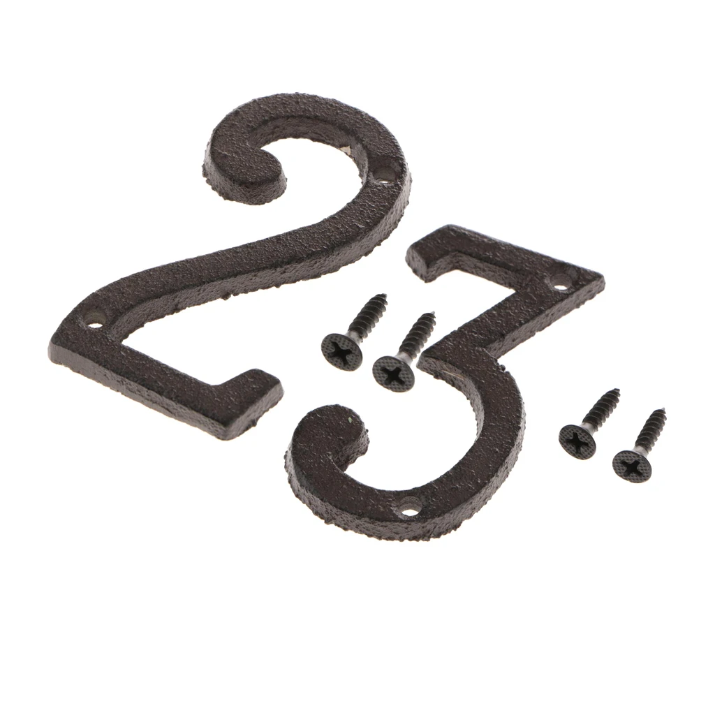 2pcs Wrought Iron Antique Metal House Office Garden Street Door Number Sign Plaque DIY Digit Plate 2 3