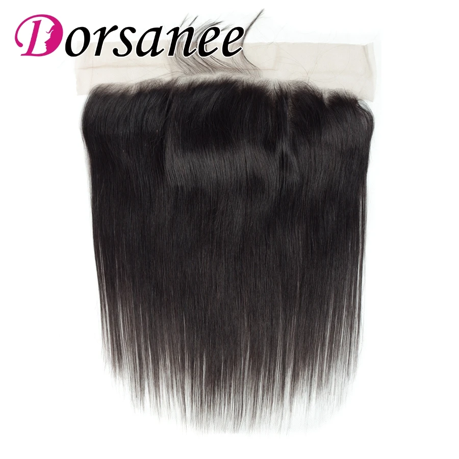 Dorsanee Brazilian Straight Lace Closure 134 Human Hair Weaves 8 to 20 Non Remy Hair Swiss Lace Frontal Natural Hairline 1B# (2)