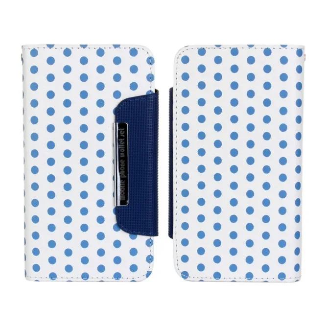 Горячая в горошек 2 в 1 кожаный чехол для iPhone 6/6S 4," с бумажником Чехол держатель карты Телефон Чехол - Цвет: Синий