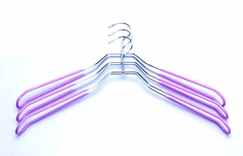 Красочные нескользящие Пластик покрытием, металлические вешалки с двойной линией для пальто, ширину плеч вешалка для одежды свитер (12