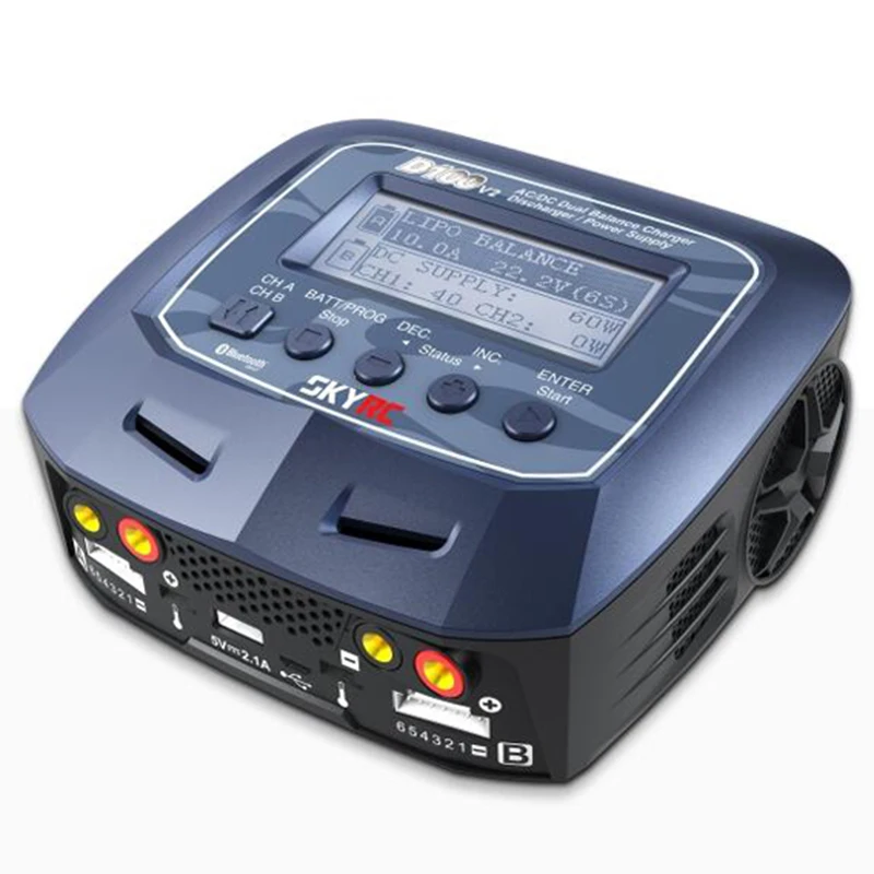 

SKYRC D100 V2 Twin-Channel Charger AC/DC LiPo 1-6s 2x100W with Bluetooth intelligent Balance Charger for Lipo Li-ion Battery