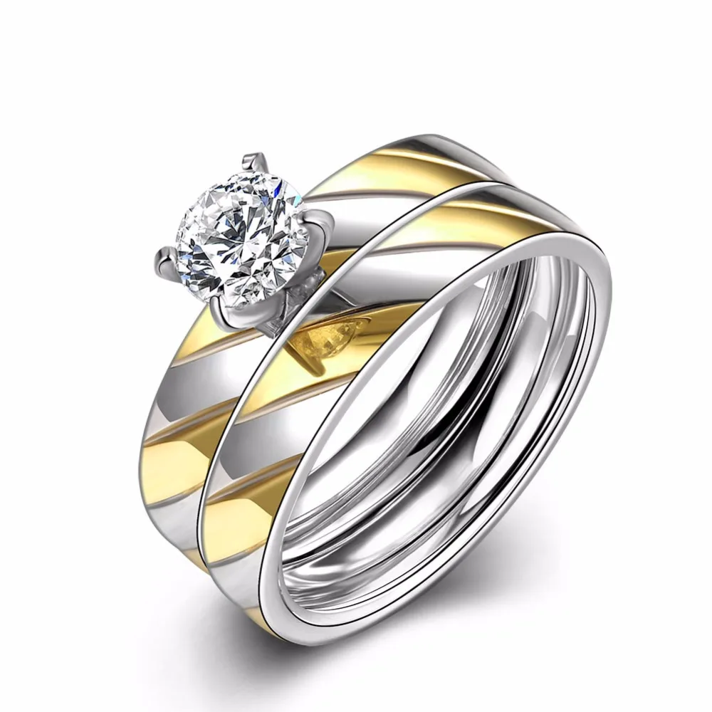 316L Stainless Steel Couple Rings Double Layer Rings Luxury Brand