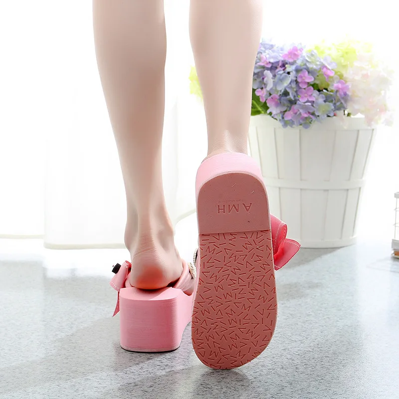 2017 New Korean Summer Style Non-slip Slippers Flip Flops Online Cheap High Heels Platform Shoes51