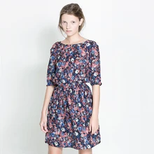 New 2016 Fashion Women Summer Tropical Dress Floral Print Vestidos Half Sleeve Casual Dresses Women Plus Size Free Shipping