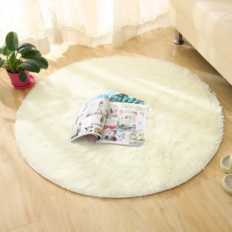 

Solid Soft Fluffy Thick Round Carpet 60-120cm Anti-skid Toilet Floor Mat Bedroom Kitchen Doormat Carpet For Living Room Yoga Mat